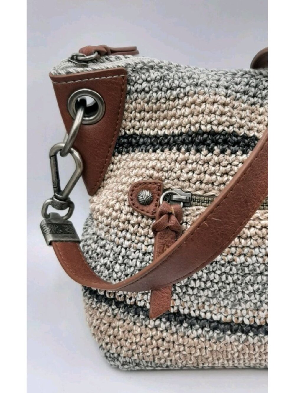 the sak Multi Colored Crochet Purse Taupe Lining BOHO Short Shoulder Bag Tag - Picture 5 of 9